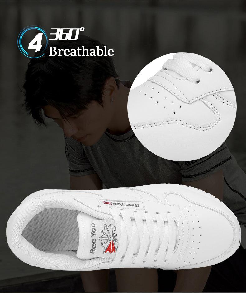 Elegant White Leather Mans Womens Sneakers Summer Lace-Up Trainers Gym Tennis Running Breathable High Quality Sport Women Mesh Wokrout Casual Slip On Flats Sneakers Stevvex