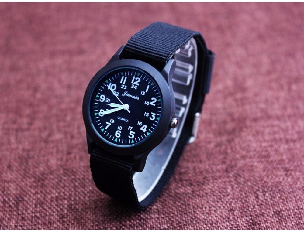 Unisex Fashion Nylon Fabric Kids Children Watch Sport Thin Students Canvas Quartz Dress Wristwatch Military Time Watch  Field Outdoor Sport Mens Wristwatch With Slip-Thru Nylon Band Stevvex