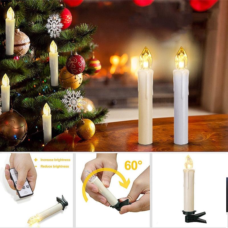 LED Candles Light Flameless Remote Control For Home Dinner Party Christmas Tree Candle LED Flameless Taper Candles Flickering with Remote Timer Battery Operated Waterproof Christmas Tree Candles Warm White Window Candles  Decoration Lamp Light New Years Stevvex