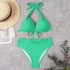 Push Up Bikini New Two Piece Swimsuit Women High Waist Black Pink Bikinis Set Women's Halter Padded Top Push Up Bikini Set Two Piece Swimsuits Bathing Suits Beachwear Swimwear Beachwear Bathing Suit Stevvex