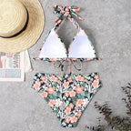 Push Up Bikini New Two Piece Swimsuit Women High Waist Black Pink Bikinis Set Women's Halter Padded Top Push Up Bikini Set Two Piece Swimsuits Bathing Suits Beachwear Swimwear Beachwear Bathing Suit Stevvex