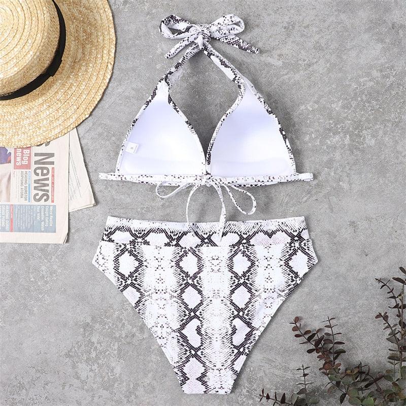 Push Up Bikini New Two Piece Swimsuit Women High Waist Black Pink Bikinis Set Women's Halter Padded Top Push Up Bikini Set Two Piece Swimsuits Bathing Suits Beachwear Swimwear Beachwear Bathing Suit Stevvex