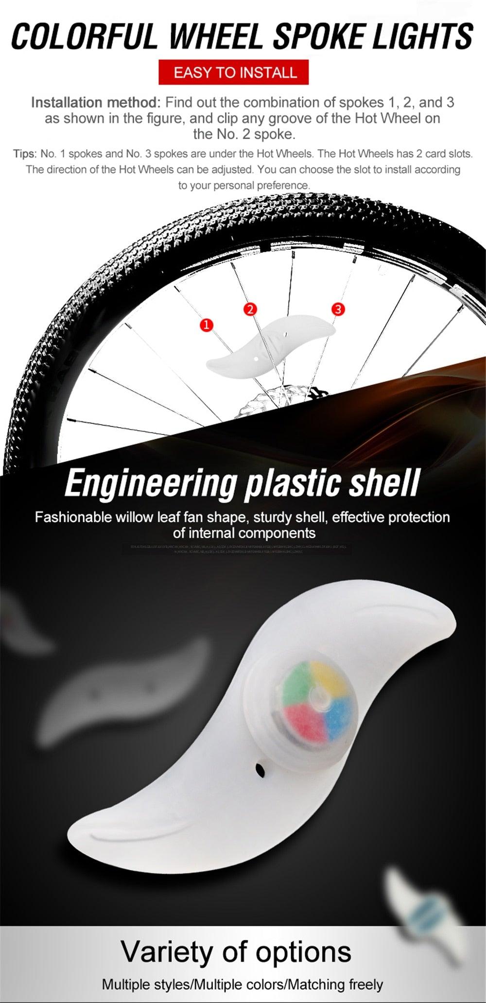 Bike Wheel Spokes Light 3 Lighting Mode LED Night Ride Waterproof Safety Warning Light Bicycle Colorful Lamp With Battery Waterproof LED Bicycle Spoke Lights Safety Flashing Lights For Bike Stevvex
