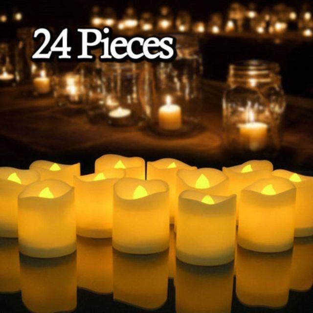 12/24Pcs Creative LED Candle Flameless LED Tea Lights with Remote Battery Operated Flickering Tea lights Candles with Timer Tea Lights Realistic Fake Candles Battery Powered Flameless Tea Light Lamp For Home Wedding Party Decoration Supplies Stevvex