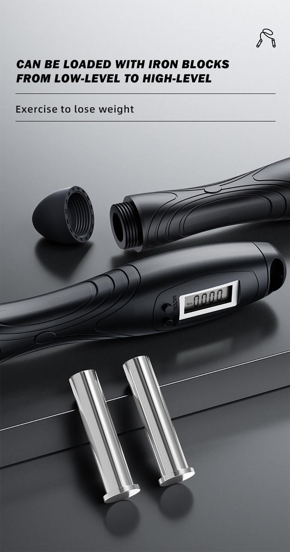 Jump Rope With Counter Adjustable Digital Counting Jumping Rope LCD Digital Counting Skipping Ropes Adjustable Weight Calories Time Setting With Sound Reminder Jump Ropes For Fitness Exercise Workout Gym Stevvex