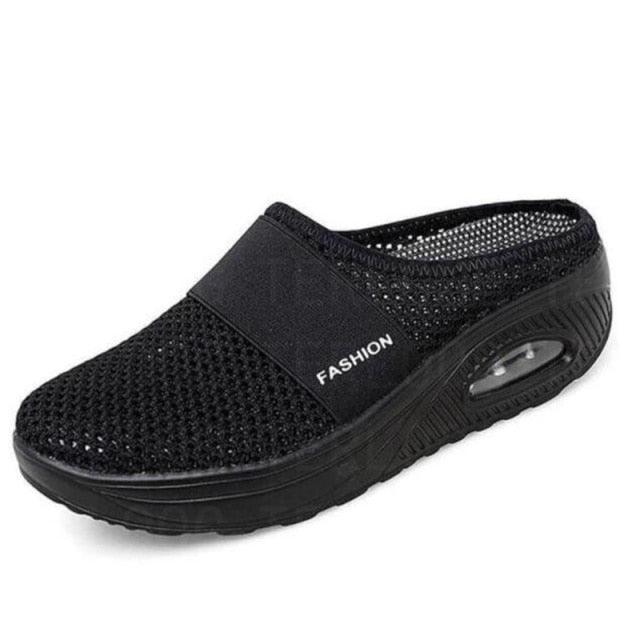 Summer Sandals Fashion Platform Slippers Outdoor Casual Flip Flops Comfy Slippers Women Flats Mesh Shoes Casual Air Cushion Platform Mesh Mules Sneaker Sandals For Female Lightweight Beach Shoes Outdoor Slippers Stevvex