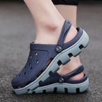 New Mens Summer Slippers Beach Sandals Jelly Shoes Men Outdoor Sandals Hollow Clogs Adjustable Garden Slippers House Shoes Durable Lightweight Beach Clogs Stevvex