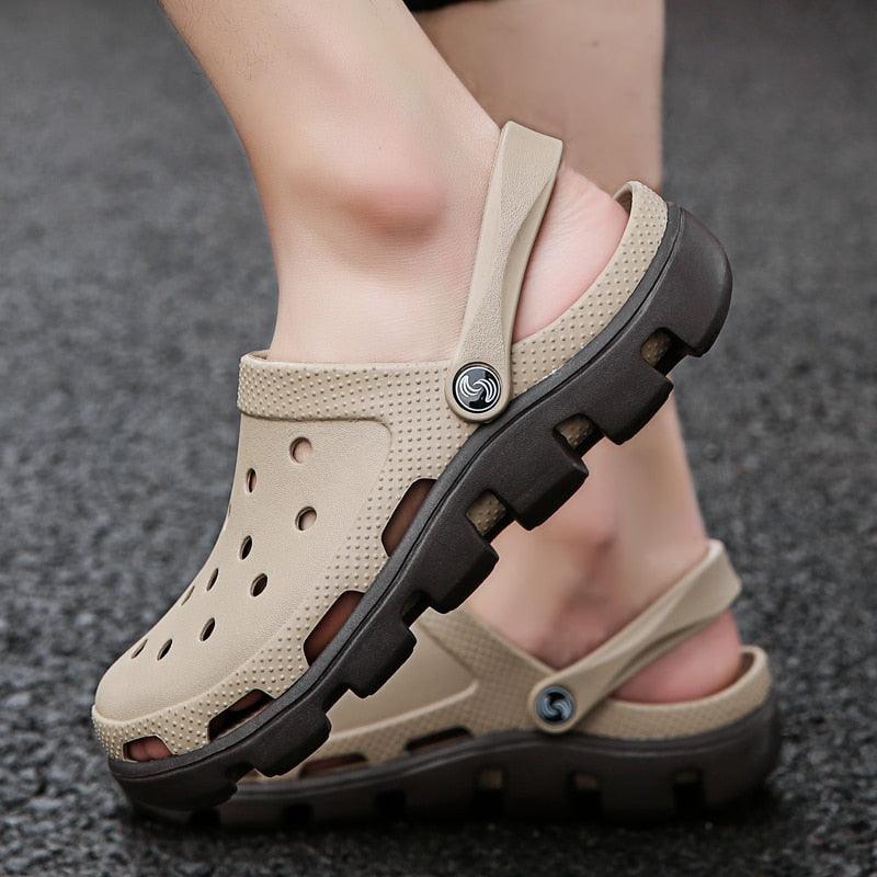 New Mens Summer Slippers Beach Sandals Jelly Shoes Men Outdoor Sandals Hollow Clogs Adjustable Garden Slippers House Shoes Durable Lightweight Beach Clogs Stevvex