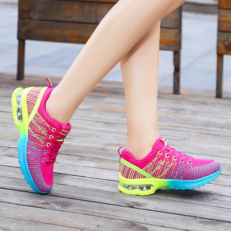 Fashion Women Lightweight Running Shoes Outdoor Sports Shoes Breathable Mesh Comfort Air Cushion Lace Up Sneakers Womans Athletic Sneakers Workout Running Shoes Stevvex