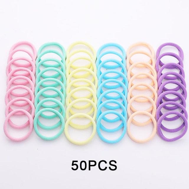 1Set 4cm Girls Cute Colorful Elastic Hair Bands Children Lovely Ponytail Holder Scrunchies Hair Ties Headbands Fashion Hairgrips Accessories For Party Stevvex