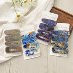2PCS/Set Fashion WomenElegant Acrylic Geometric Hairpin Sweet Girl Hair Clip Marble Textured Barrettes Headband Gorgeous Hair Accessories For Women Stevvex