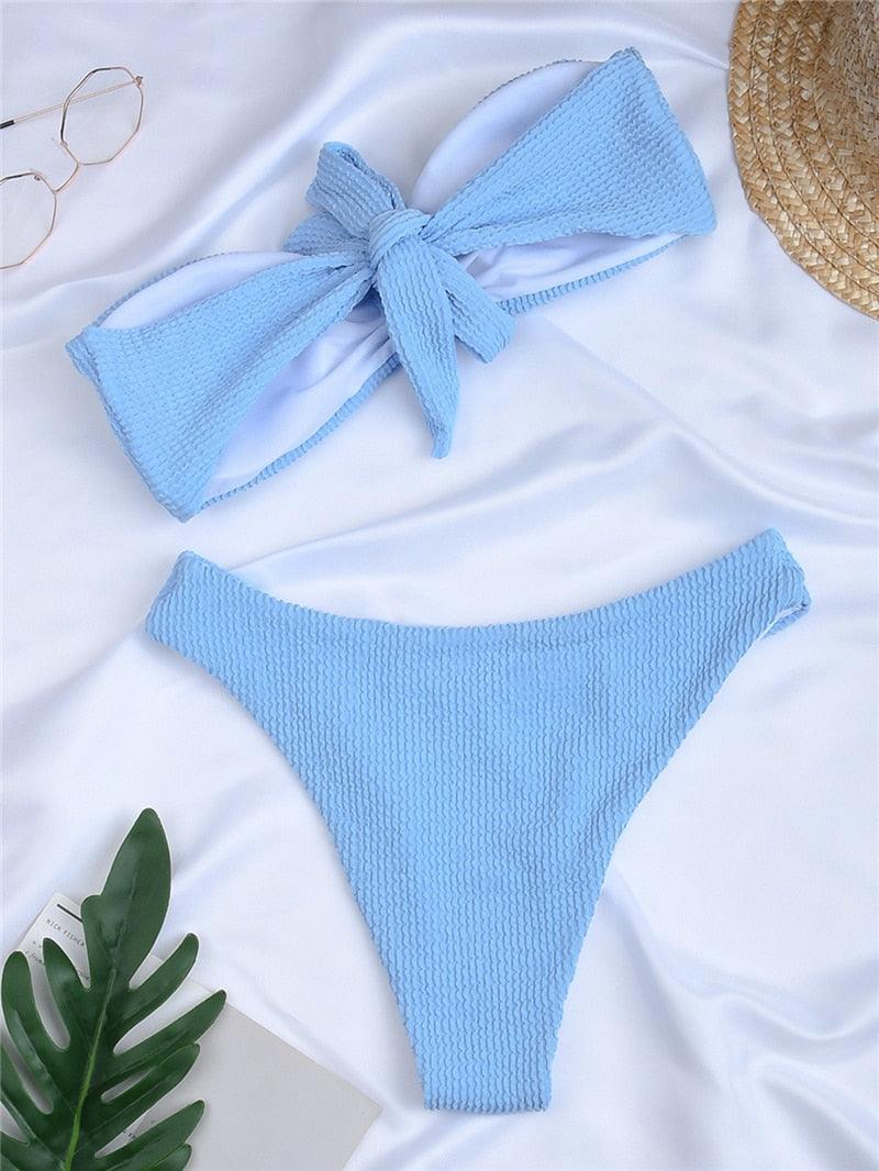 Women One-Shoulder Bikini Swimsuit Women Push Up Swimwear Women's Bathing Suit Comfortable Bikini Ribbed Two Piece Swimsuit Bikini Set Summer Bathing Suit Beach Wear Swimming Suit Stevvex