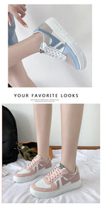 Fashion Flats Womans Sneakers Casual Breathable Vulcanized Shoes Lace Up Woman Comfort Walking White Round Head Platform Casual Sports Cute Fashion Walking School Sneakers Stevvex