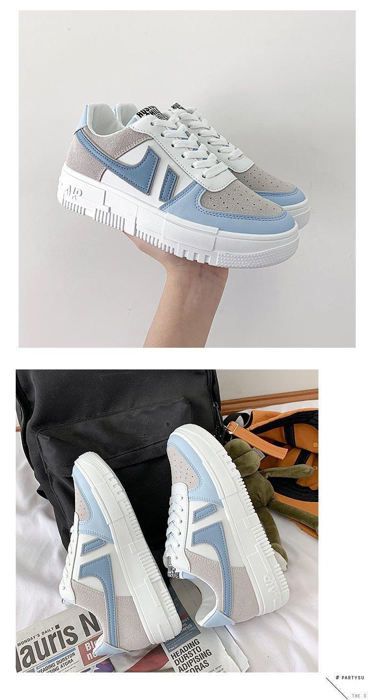 Fashion Flats Womans Sneakers Casual Breathable Vulcanized Shoes Lace Up Woman Comfort Walking White Round Head Platform Casual Sports Cute Fashion Walking School Sneakers Stevvex