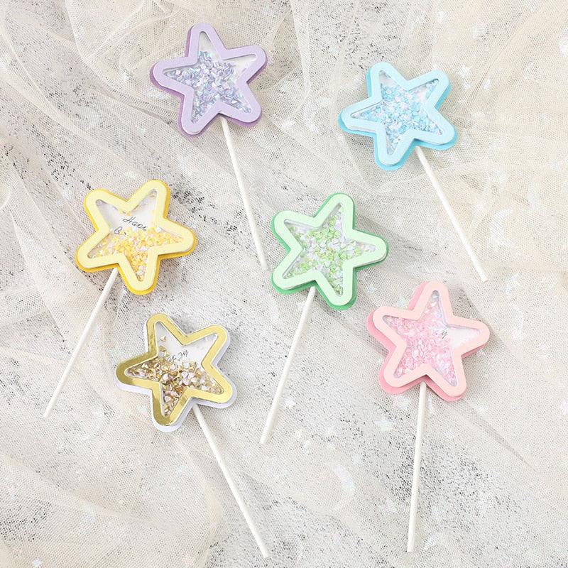 3PCS Love Happy Birthday Cake Toppers Star Cupcake Toppers Cake Decorations Glitter Star Cupcake Picks White Cloud Toothpicks for Baby Shower Stars Cupcake Topper Flags For Wedding Kids Birthday Party Supplies Cake Decoration Stevvex