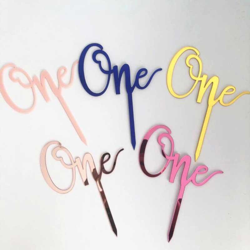 Acrylic One Cake Topper Top Cake One Cake Topper Birthday Cake Topper Double Sided For Anniversaries And Parties  Birthday Party Cupcake Toppers Flags Wedding Baby Shower Supplies Lovely Baking Dessert Decorations Stevvex