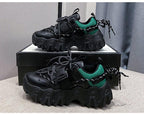 Casual Womens Blue Sneakers High Heels Platform Sports Shoes Autumn Thick Bottom Walking Breathable Vulcanized Shoes Luxury Tennis Sneakers Trainers Lace Up Fashion Design Stevvex