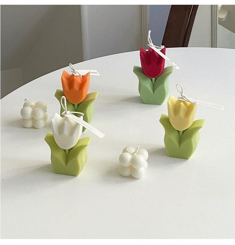 Tulip Candle Aroma Decoration Wedding Souvenir Birthday Gift Decoration Candles Handmade Delicate Tulip Flower Shape Candle  Perfect for Birthday Party Wedding Spa Home Decor Stevvex