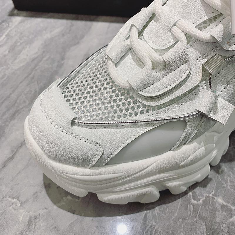 Modern Thick Platform Sneakers White Woman Vulcanize Shoes Luxury Tennis Sneakers Trainers Lace Up Fashion Comfortable Walking Footwear New Lightweight Sneakers Stevvex