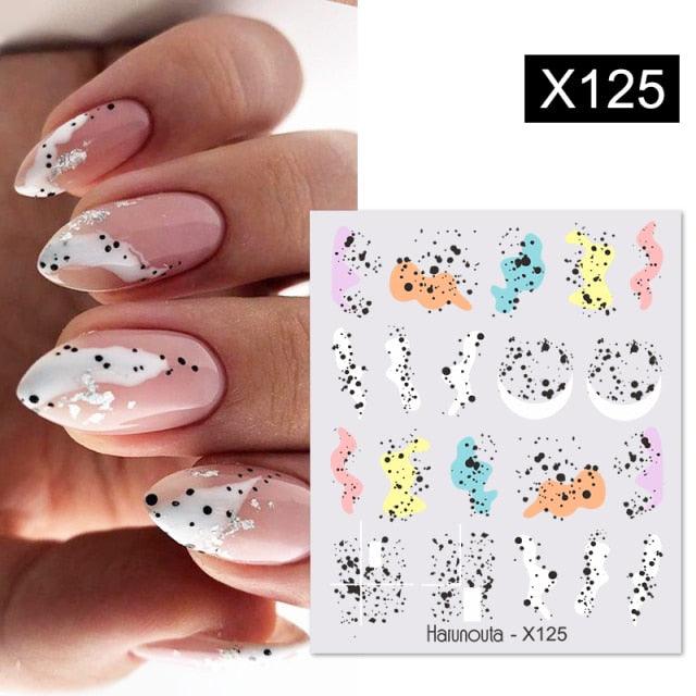 Black Lines Flower Leaves Water Decals Stickers Floral Face Marble Pattern Slider For Nails Summer Nail Art Decoration Summer Stickers on Nails Simple Summer Slider for Manicure Nail Art Watermark Manicure Decor Stevvex
