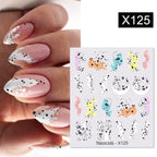 Black Lines Flower Leaves Water Decals Stickers Floral Face Marble Pattern Slider For Nails Summer Nail Art Decoration Summer Stickers on Nails Simple Summer Slider for Manicure Nail Art Watermark Manicure Decor Stevvex