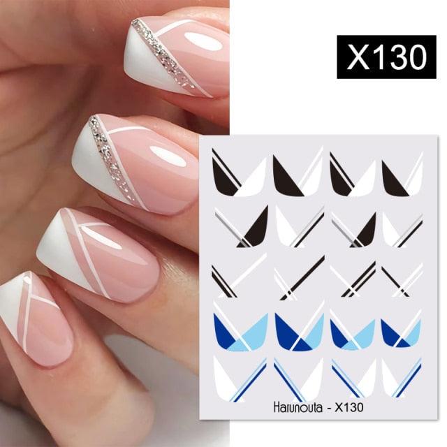 Black Lines Flower Leaves Water Decals Stickers Floral Face Marble Pattern Slider For Nails Summer Nail Art Decoration Summer Stickers on Nails Simple Summer Slider for Manicure Nail Art Watermark Manicure Decor Stevvex