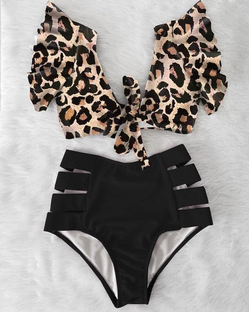 High Waist Bikini Ruffle Swimwear Women Print Swimsuit Push Up Bikinis Plus Size Bathing Suits Floral Beach Wear Bikini Swimsuits for Teen Girls Stevvex