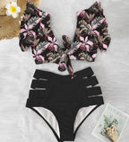High Waist Bikini Ruffle Swimwear Women Print Swimsuit Push Up Bikinis Plus Size Bathing Suits Floral Beach Wear Bikini Swimsuits for Teen Girls Stevvex