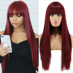 Long Straight Synthetic Black Wig Mixed Brown and Blonde Long Wig For Black Women Middle Part Nature Wigs For Black Women Cosplay Wigs For Women Stevvex