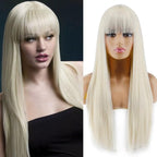 Long Straight Synthetic Black Wig Mixed Brown and Blonde Long Wig For Black Women Middle Part Nature Wigs For Black Women Cosplay Wigs For Women Stevvex