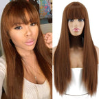 Long Straight Synthetic Black Wig Mixed Brown and Blonde Long Wig For Black Women Middle Part Nature Wigs For Black Women Cosplay Wigs For Women Stevvex
