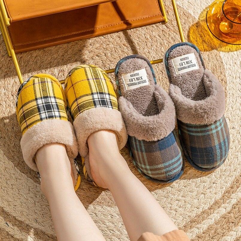 Women Fur Slippers Winter Warm Shoes Suede Plush House Indoor Outdoor Men Couples Cotton Cozy Comfy Faux Fur Slip-On Women House Shoes Memory Foam Suede Fluffy Comfort Plush Anti-Slip Slippers Stevvex