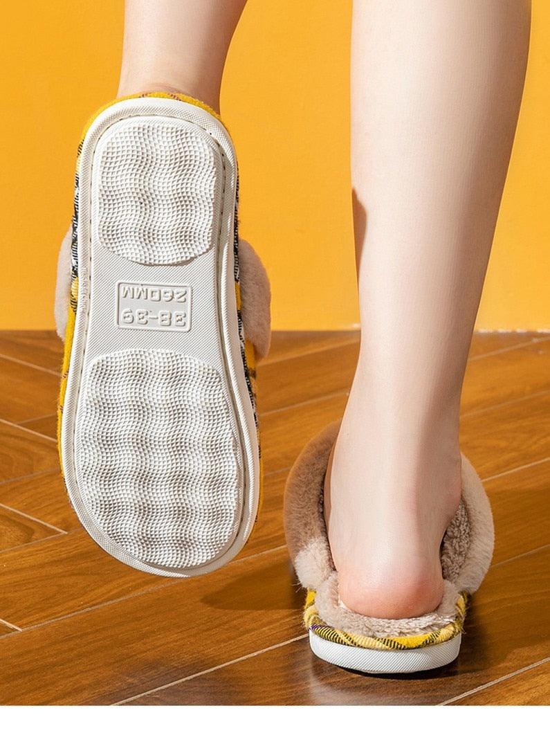 Women Fur Slippers Winter Warm Shoes Suede Plush House Indoor Outdoor Men Couples Cotton Cozy Comfy Faux Fur Slip-On Women House Shoes Memory Foam Suede Fluffy Comfort Plush Anti-Slip Slippers Stevvex