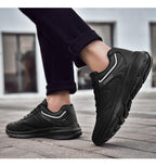 Autumn Mens Fashion White Sneakers Light Sport Shoes Black Leather Running Spring Winter Warm Soft Shoes Athletic Road Running Casual Lace Up Comfort Sports Fashion Sneakers Stevvex