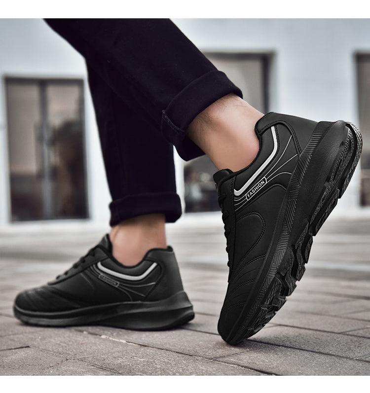 Autumn Mens Fashion White Sneakers Light Sport Shoes Black Leather Running Spring Winter Warm Soft Shoes Athletic Road Running Casual Lace Up Comfort Sports Fashion Sneakers Stevvex