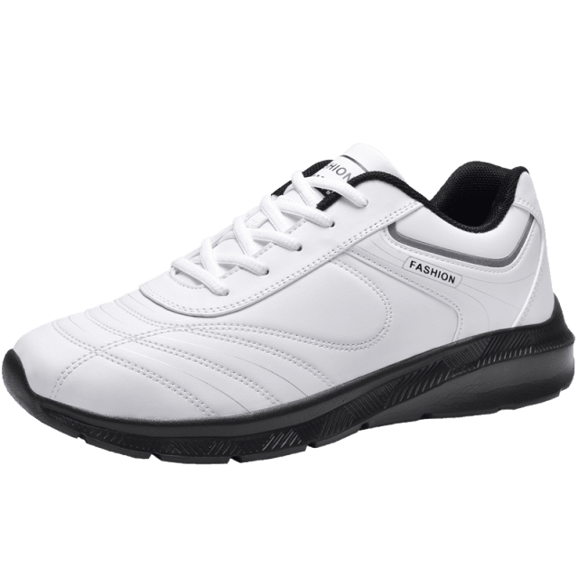 Autumn Mens Fashion White Sneakers Light Sport Shoes Black Leather Running Spring Winter Warm Soft Shoes Athletic Road Running Casual Lace Up Comfort Sports Fashion Sneakers Stevvex