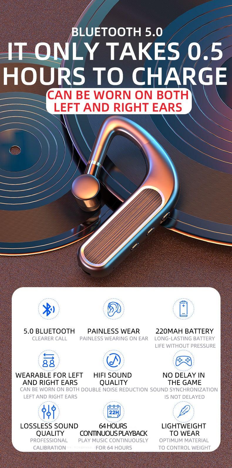 Bluetooth Headset Wireless Earpiece Bluetooth 5.0 Earphones Elegant Business Over Ear Headphones Noise Isolating Wireless Ergonomic Earbuds For Clear Calls Stereo Office Headset With Mic Black Stevvex