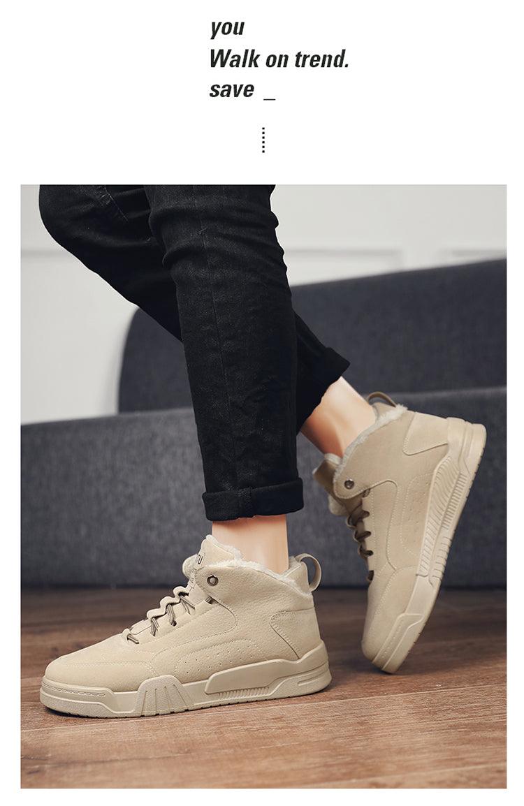 Men Winter Comfortable Shoes Warm Fur Snow Boots Ankle Winter Boots For Men Plush Sneakers High-Top Outdoor Snow Boots Water Resistant Shoes Anti-Slip Fully Fur Lined Casual Lightweight Shoes Stevvex