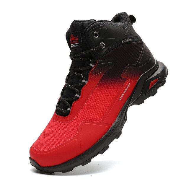 Men's Warm Boots Plush Snow Boots Outdoor Non-Slip Hiking Boots High Top Waterproof Sports Men's Winter Boots Snow Boots Warm Lined Non Slip Leather Shoes Stevvex