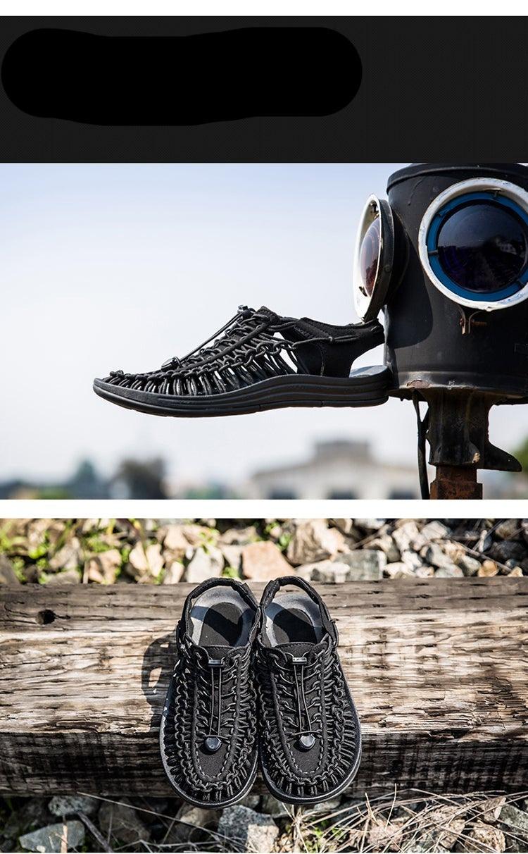 Men's High-Quality Hand-Woven Espadrilles Outdoor Summer Sandals Soft Non-slip Hiking Beach Platform Sandals Summer Strap Anti-Skidding Walking Water Shoes Comfortable Athletic Espadrilles For Beach Stevvex