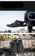 Men's High-Quality Hand-Woven Espadrilles Outdoor Summer Sandals Soft Non-slip Hiking Beach Platform Sandals Summer Strap Anti-Skidding Walking Water Shoes Comfortable Athletic Espadrilles For Beach Stevvex