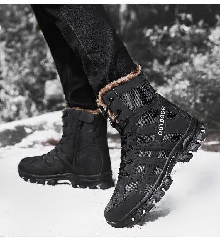 Mens Outdoor Sports Hiking Boots Wear Resisting Work Shoes Footwear Mountain Sport Mid-Cut Black Hiking Boots Outdoor Mountaineering Outdoor Winter Shoes Stevvex