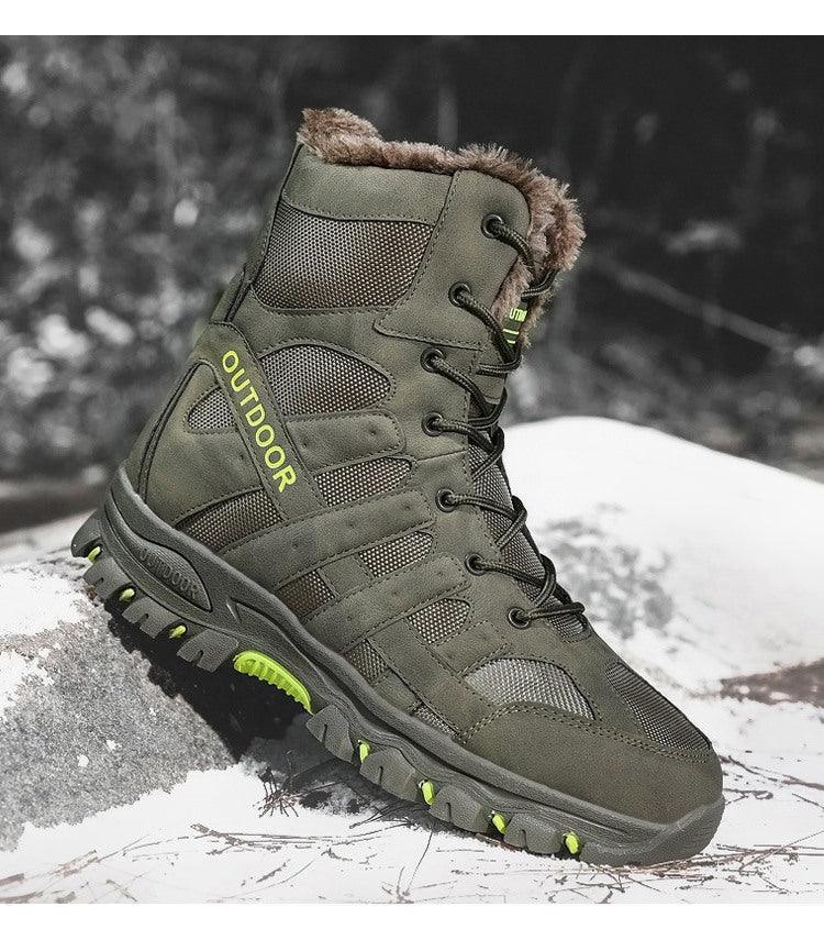 Mens Outdoor Sports Hiking Boots Wear Resisting Work Shoes Footwear Mountain Sport Mid-Cut Black Hiking Boots Outdoor Mountaineering Outdoor Winter Shoes Stevvex