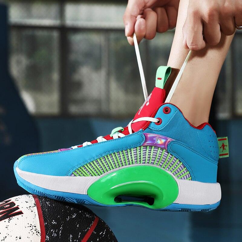 Men's Casual Breathable Comfortable Cushioned Soft Professional Sports Basketball Shoes Outdoor Street Sports Shoes Lightning Professional Anti Slip Sports Shoes For Running Walking Stevvex