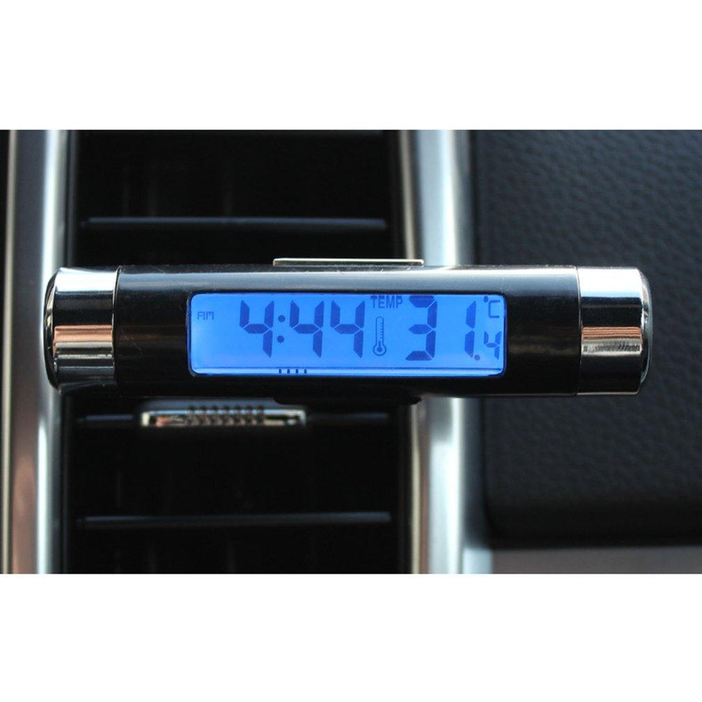 2 In 1 Car Vehicle LCD Digital Display Automotive Thermometer Clock Portable Car Auto Dashboard Digital Clocks with Black Light And LCD Screen Adjustable Vehicle Temperature Gauge Support Clock Stevvex