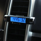 2 In 1 Car Vehicle LCD Digital Display Automotive Thermometer Clock Portable Car Auto Dashboard Digital Clocks with Black Light And LCD Screen Adjustable Vehicle Temperature Gauge Support Clock Stevvex