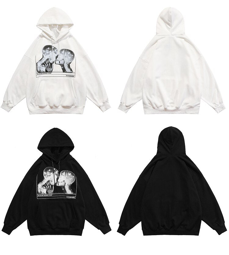 Hoodies Men Scary Skeleton Bone Print Plus Velvet Pullover Couple Oversize Gothic Diablo Style Punk Harajuku Streetwear Lootquake LLC