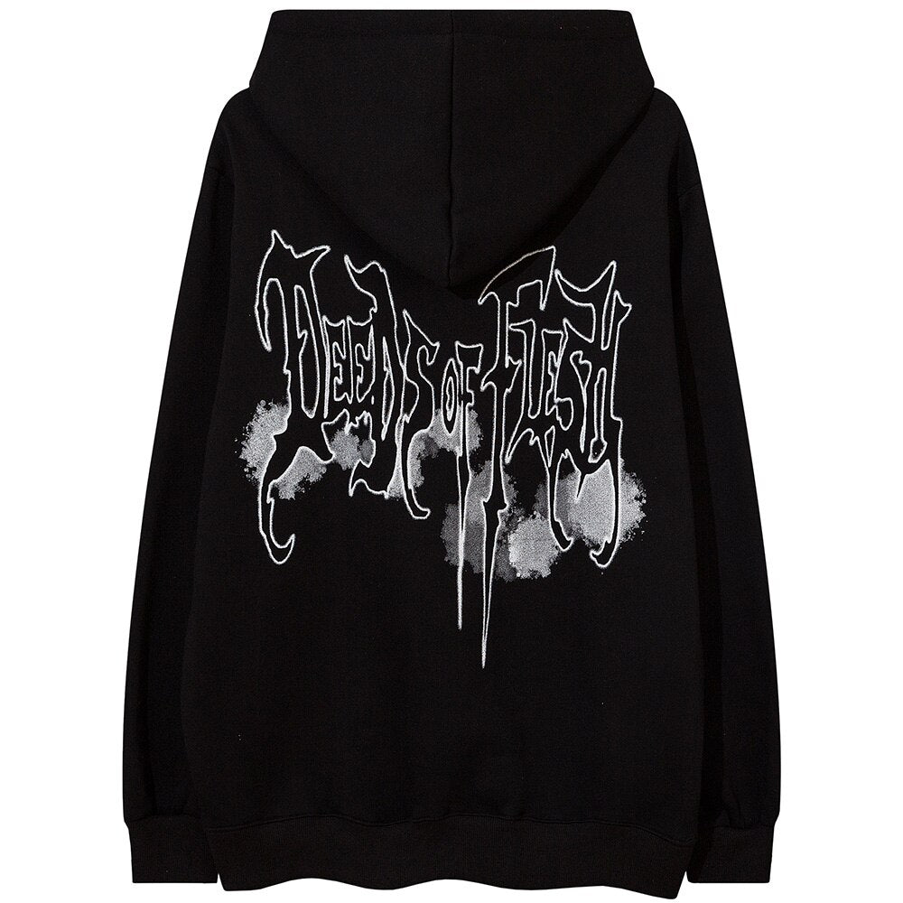 Hoodie Men Scary Demon Punk Letter Fleece Warm Pullover Diablo Style Punk Cool Harajuku Tops Casual Oversize Streetwear Lootquake LLC