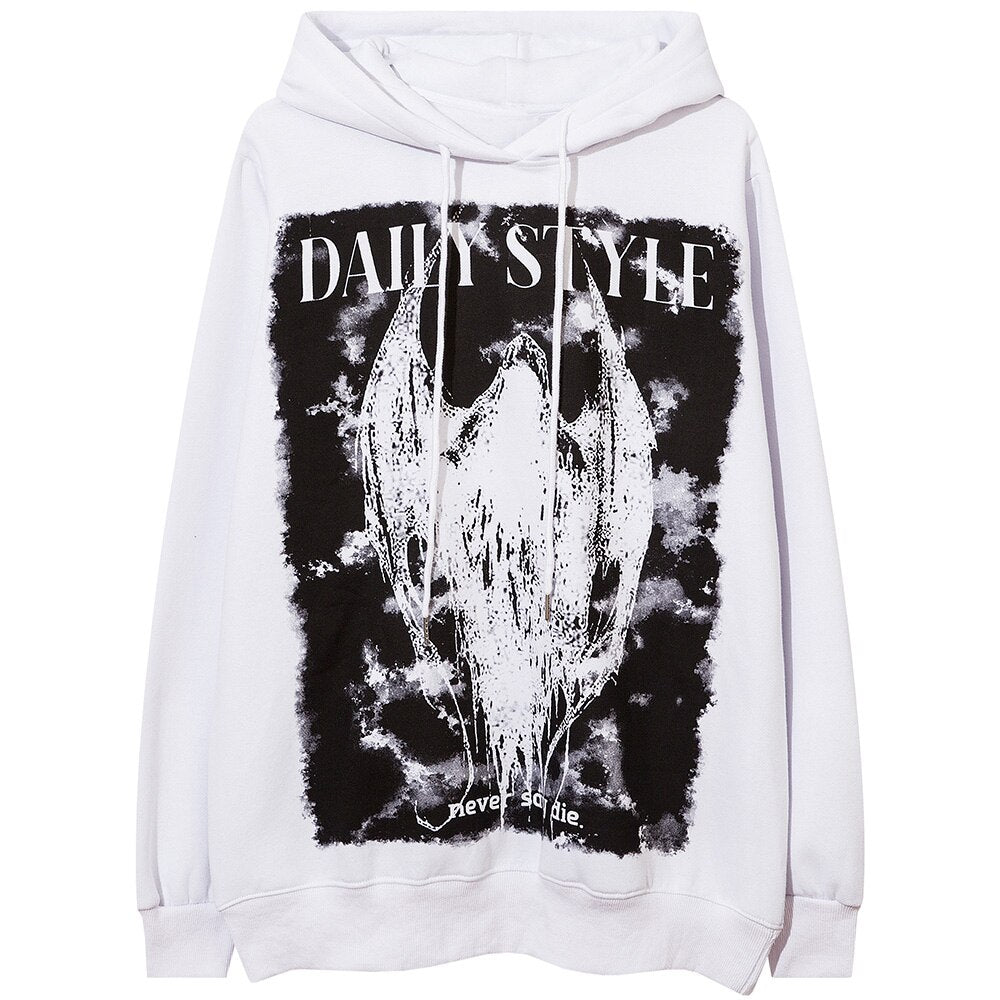 Hoodie Men Scary Demon Punk Letter Fleece Warm Pullover Diablo Style Punk Cool Harajuku Tops Casual Oversize Streetwear Lootquake LLC