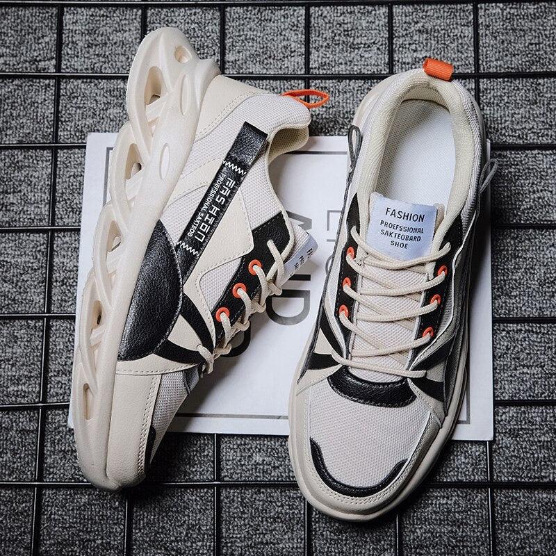 Mens Running Autumn New Leather Sneakers High Quality Outdoor Light Comfortable Sport Athletic Sneakers Lace Up Walking Breathable Ultra Lightweight Sport Casual Sneakers Stevvex
